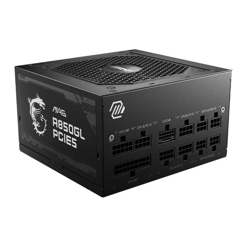 MSI MAG A850GL PCIe5 850W Gold ATX Fully Modular Power Supply - Black - مزود طاقة